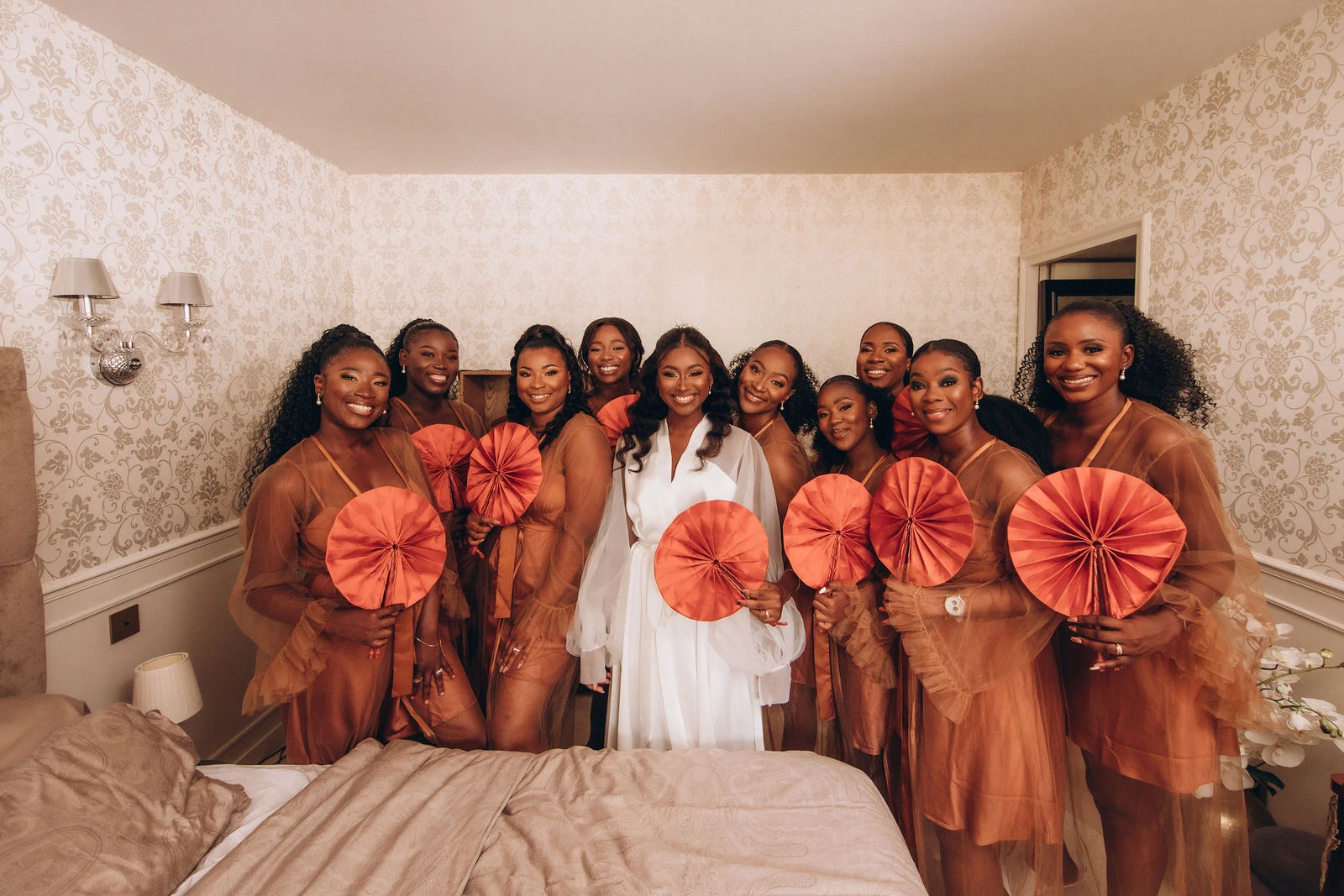 Bride with her bridesmaids before the ceremony