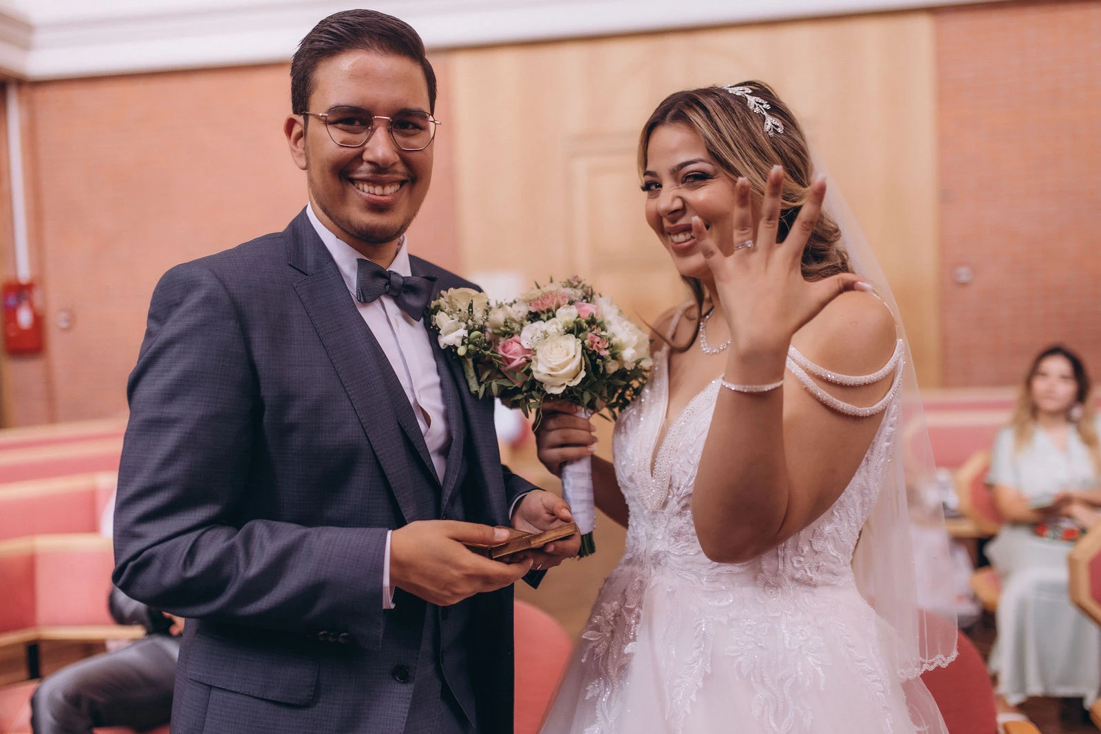 Couple laughing after the vows