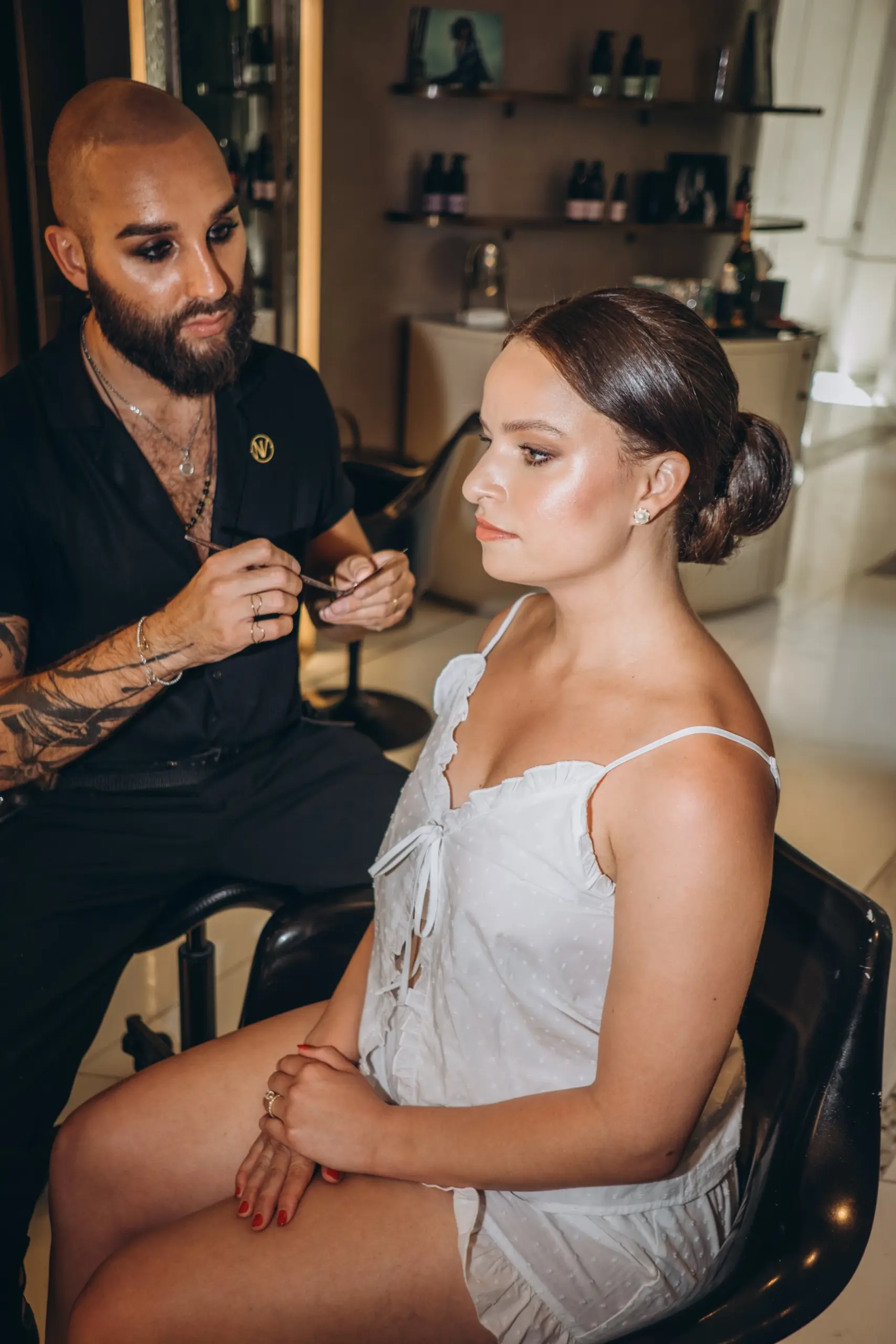 Bride having her make-up done
