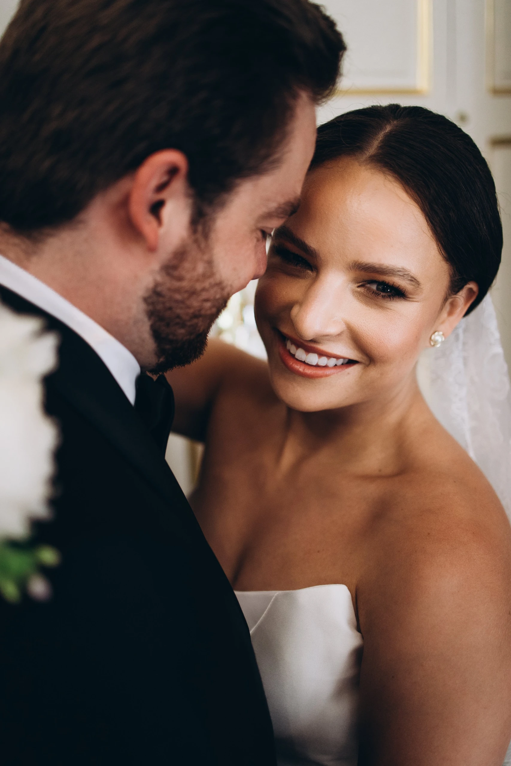 Close portrait of the couple laughing