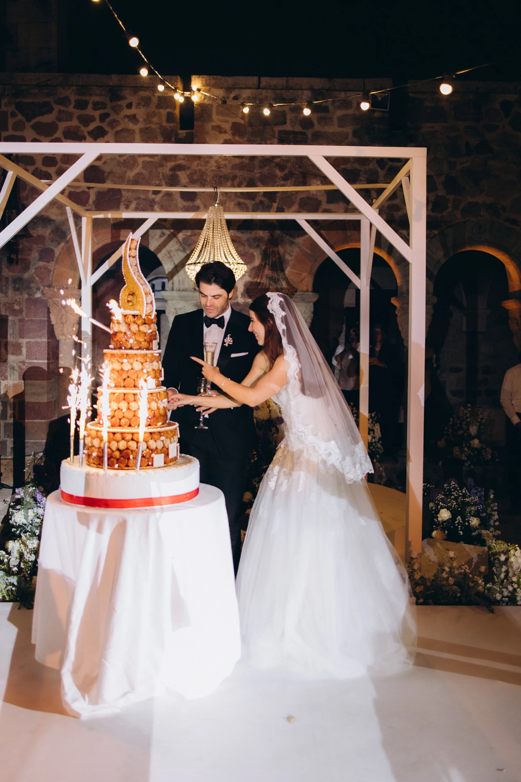 Cutting the cake at night